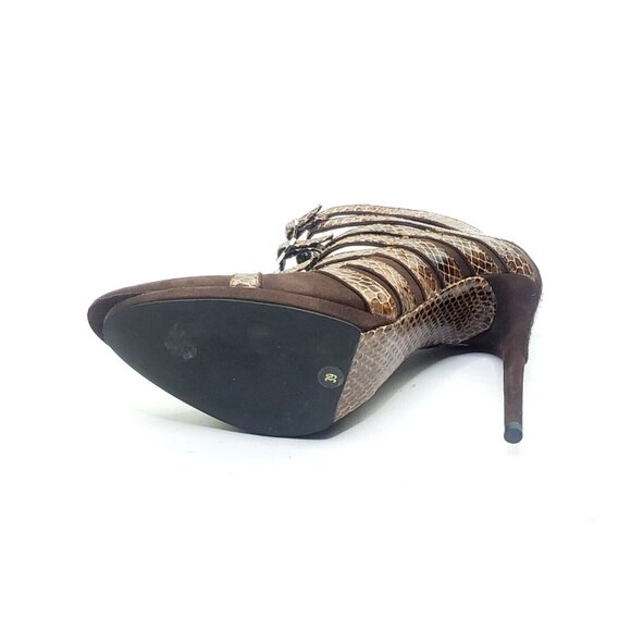 Balenciaga Strappy Pointed Toe Heels Brown Leather Womens US 9 - Picture 6 of 11